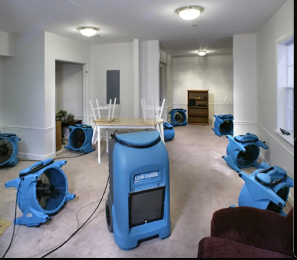 Air movers and dehumidifier setup for Water Extraction & Removal in Upper Sandusky